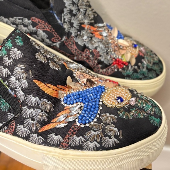 Steve Madden Sequin Beaded Chunky Sole Black Slip-on Sneakers Size 7 - Picture 5 of 13